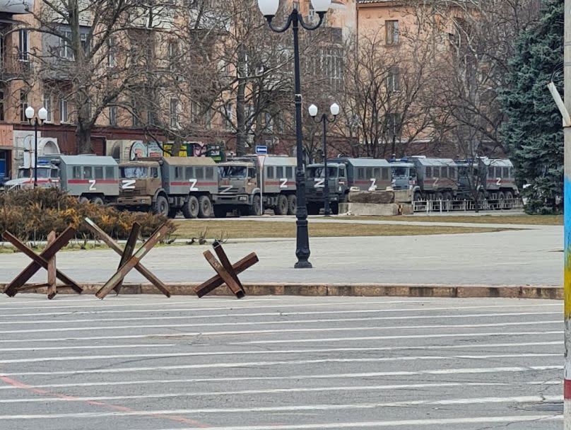 Russian military vehicles in Kherson.