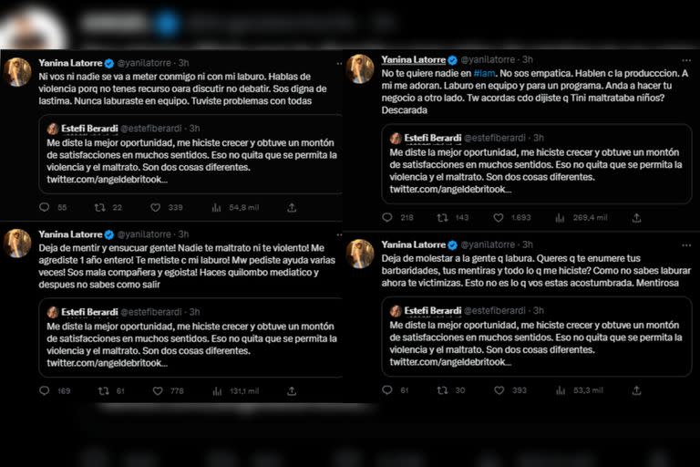 Yanina Latorre apuntó contra Estefi Berardi (Captura Twitter)