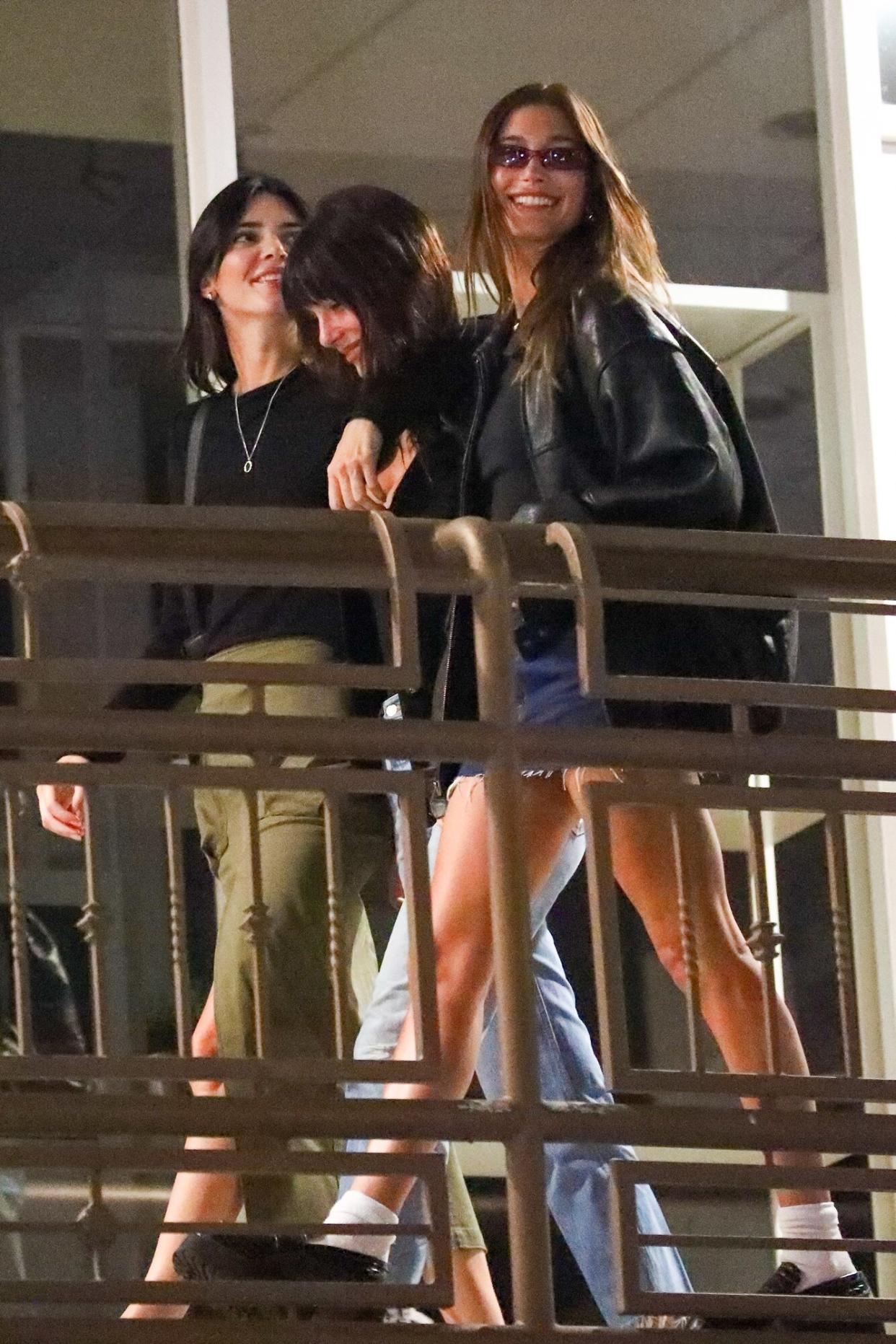 *EXCLUSIVE* - Girls Night Out! Best friends Kendall Jenner &amp; Hailey Bieber embrace newly single ex-girlfriend of Leonardo DiCaprio, Camila Morrone, into their sisterhood circle as they are spotted leaving dinner at a sushi restaurant in Brentwood. Camila bares a smile as she deals with the woes of single life whereas Hailey seeks comfort from her girlfriends while bearing the weight of the world on her shoulders as husband Justin Bieber struggles with continued health issues, which caused him to cancel his tour.