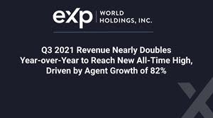 eXp World Holdings (EXPI) - Q3 2021 Revenue Nearly Doubles Year-over-Year to Reach New All-Time High, Driven by Agent Growth of 82%