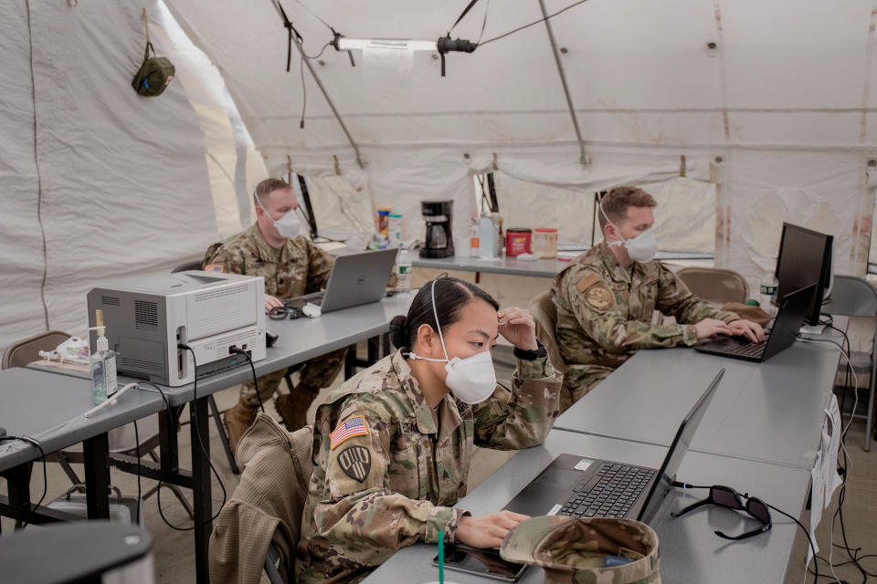 Battalion leaders based in the medical examiner's disaster morgue in Manhattan; for the pandemic, four temporary morgues were added to the city's five permanent facilities. | Natalie Keyssar for TIME