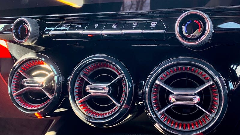 A close-up of the HVAC controls on the Blazer's interior. Lots of buttons and knobs, love to see it.