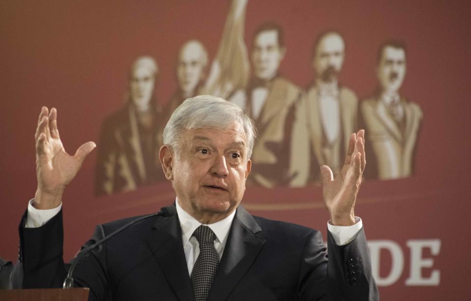 El presidente de México, Andrés Manuel López Obrador, en su primera conferencia de prensa en su nuevo cargo. Foto: AP Photo/Christian Palma.