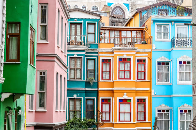 Old houses in the Fener District in Istanbul, Turkey