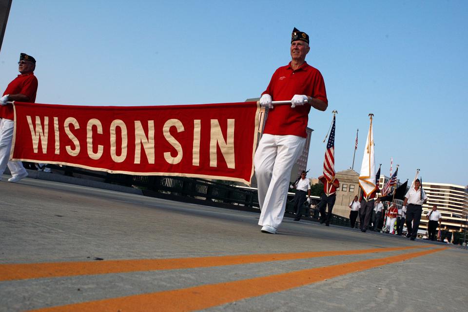 Delegates from Wisconsin marched in the National American Legion Convention parade on Kilbourn Ave. in  Milwaukee Sunday, August 29, 2010.