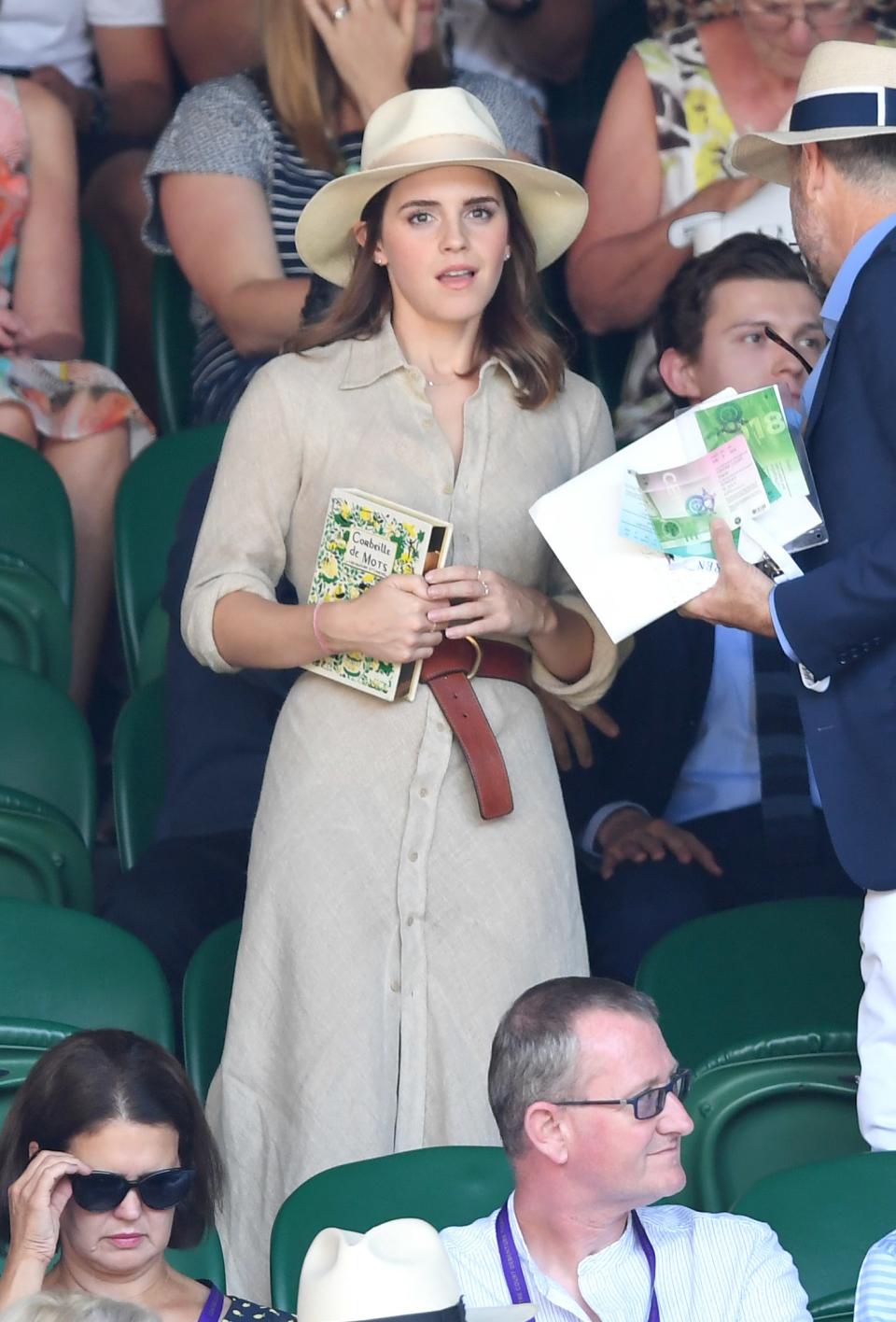 Who: Emma Watson<br> What: Ralph Lauren<br> Where: At the Wimbledon men’s finals, Wimbledon<br> When: July 15, 2018