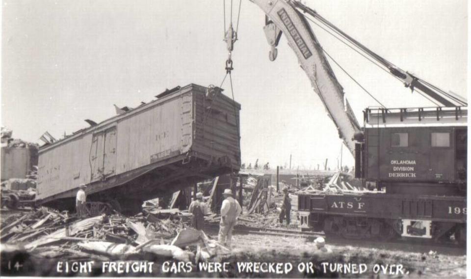 Damage caused by the tornado that struck Udall, Kansas in 1955. Courtesy