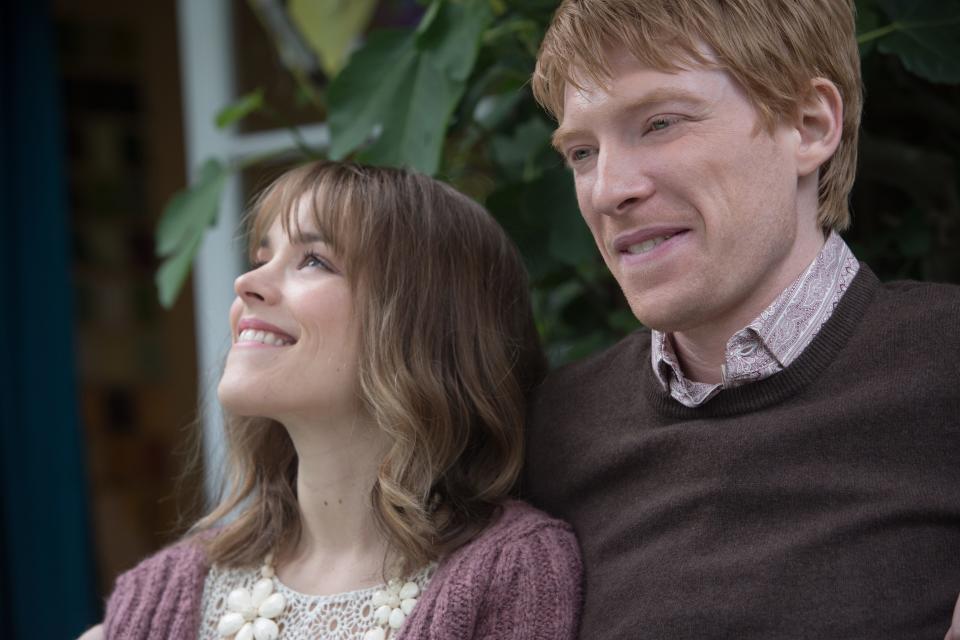 Domhnall Gleeson is a time-traveling Brit and Rachel McAdams is his American love in "About Time."