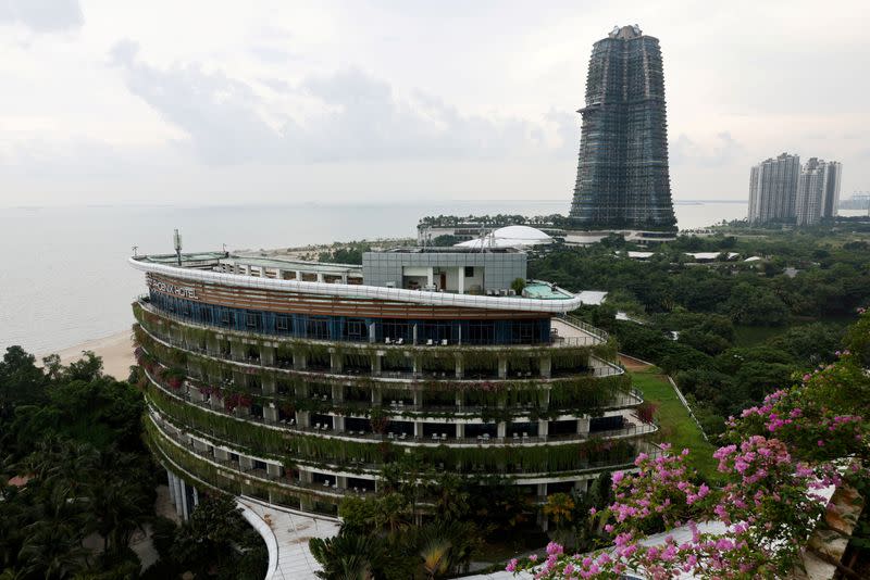 FILE PHOTO: A view of a hotel next to an office and residential apartment block in Country Garden's Forest City development in Johor Bahru