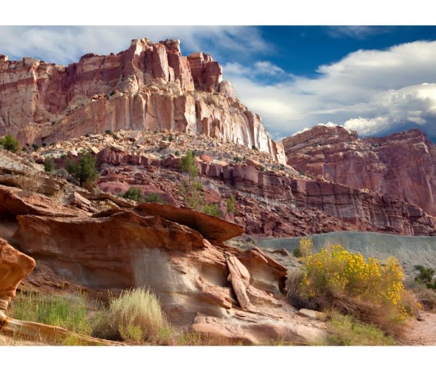 Sedimentary rock layers in Capitol Reef date back over 250 million years. A shallow, inland ocean was once here. <p>Jill Buschlen</p>
