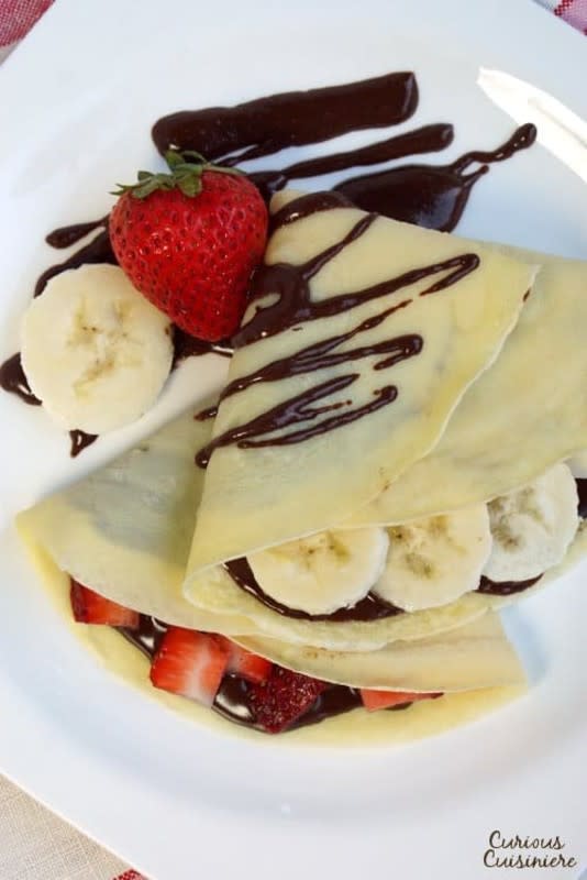 <p>Curious Cuisiniere</p><p>Sweet, decadent crepes are the perfect dessert after a big brunch.</p><p><strong>Get The Recipe: <a href="https://www.curiouscuisiniere.com/sweet-crepes/" rel="nofollow noopener" target="_blank" data-ylk="slk:French Sweet Breakfast Crepes;elm:context_link;itc:0;sec:content-canvas" class="link ">French Sweet Breakfast Crepes</a></strong></p>