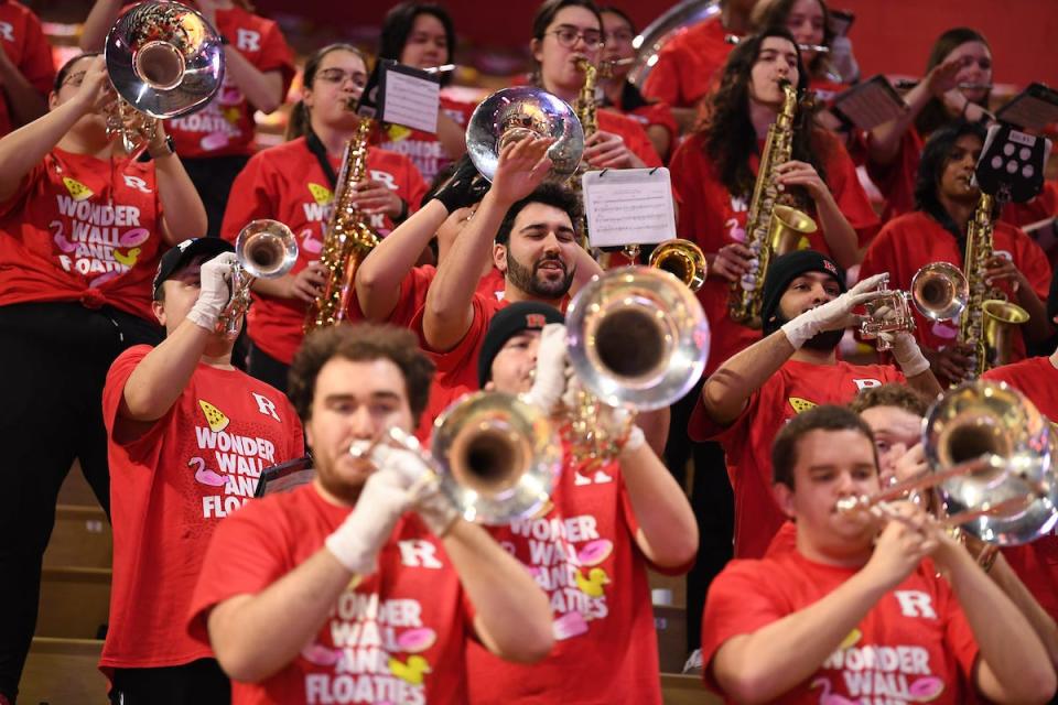 The Rutgers pep band performs during a recent basketball game