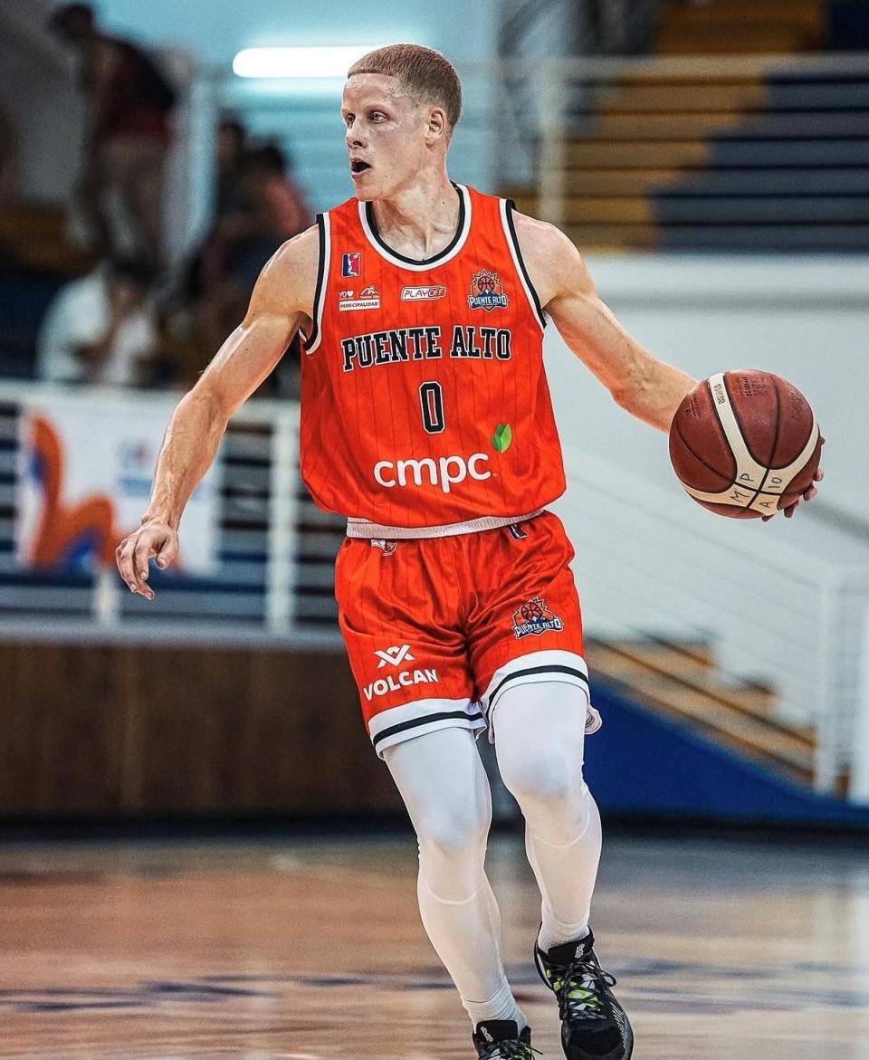 Elmira native Tyler Moffe played pro basketball in Chile with Puente Alto in 2024.