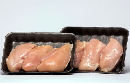 FILE PHOTO: Packaged chicken breasts are pictured in New York, U.S., March 11, 2015. REUTERS/Lucas Jackson/File Photo