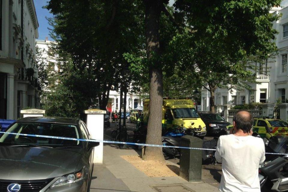 Taped off: Police, ambulances and fire engines were at the scene in Berkeley Gardens