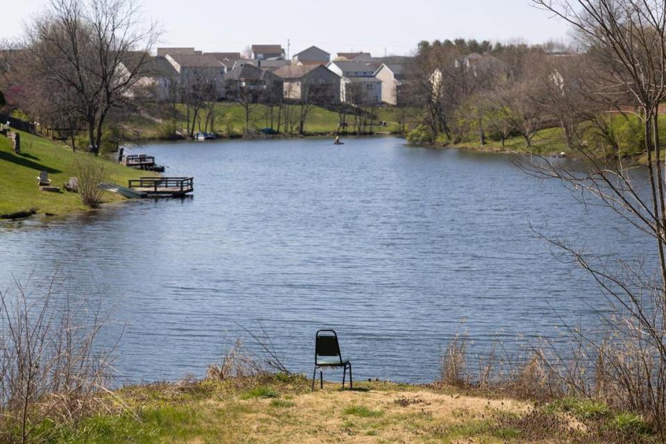 The land that used to be Duckers lake golf course in Frankfort, Kentucky, Friday, March 29, 2024. The land was bought by Franklin County in 2022 for $850,000. Now the county may sell it to developers for as much as $1.3 million.