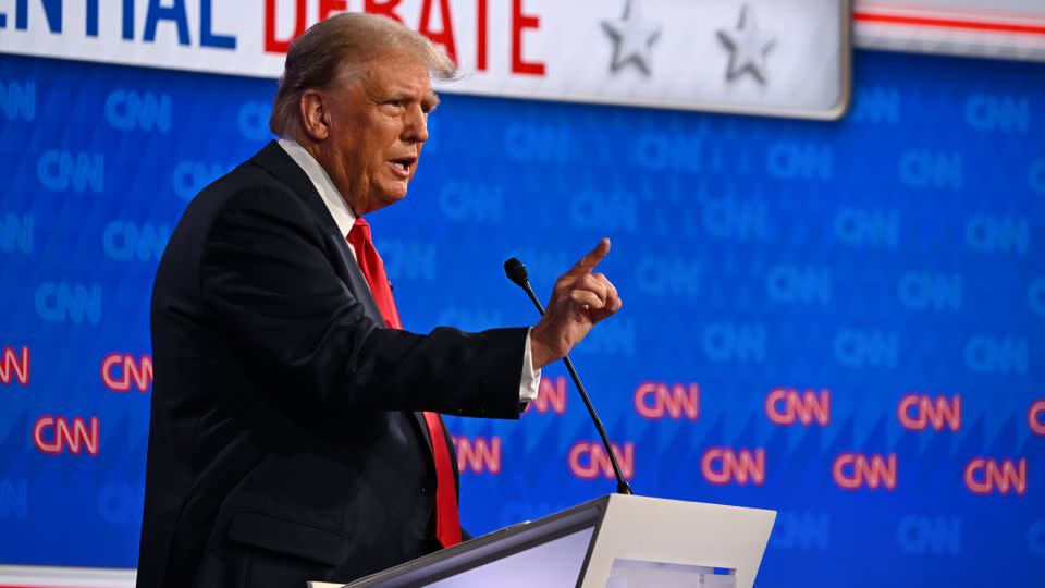 Trump speaks during the CNN Presidential Debate in Atlanta on Thursday. - Will Lanzoni/CNN