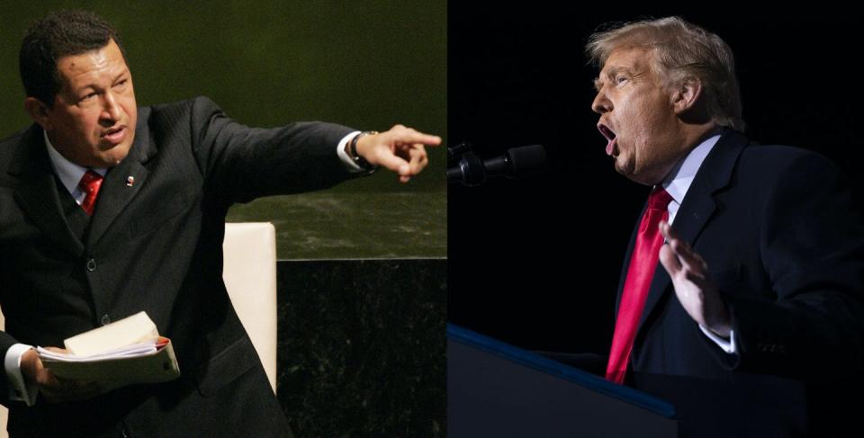 <span class="caption">The late Hugo Chavez and Donald Trump share similarities in their attempts to use illness for political gain.</span> <span class="attribution"><span class="source">(THE ASSOCIATED PRESS)</span></span>