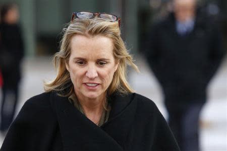 Kerry Kennedy, daughter of assassinated Senator Robert F. Kennedy and the ex-wife of New York Governor Andrew Cuomo, exits the Westchester County Courthouse in White Plains, New York, February 27, 2014. REUTERS/Eduardo Munoz