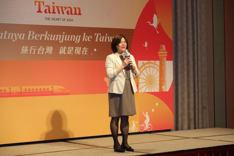 圖說：交通部觀光署陳佩岑科長致詞表示將積極於印尼市場宣傳台灣觀光品牌。