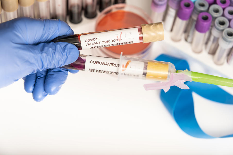 Coronavirus 2019-nCoV variant OMICRON Blood Sample. New Epidemic Corona Virus. South African variant