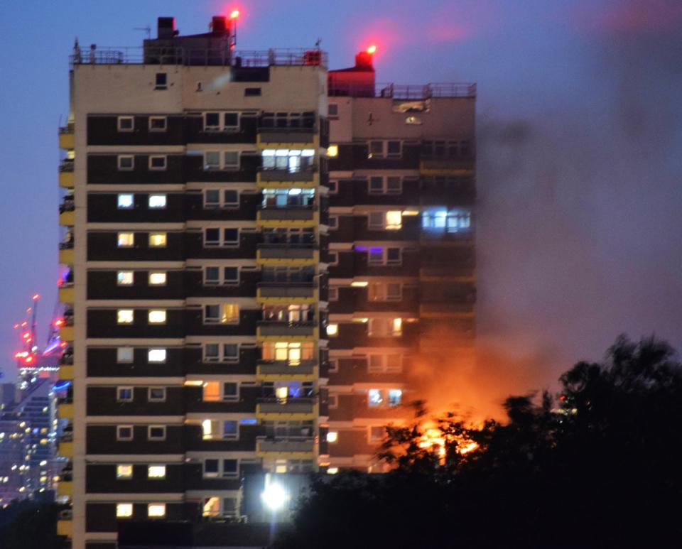 The fire could be seen burning through a tenth floor flat (@AJBC_1/X)