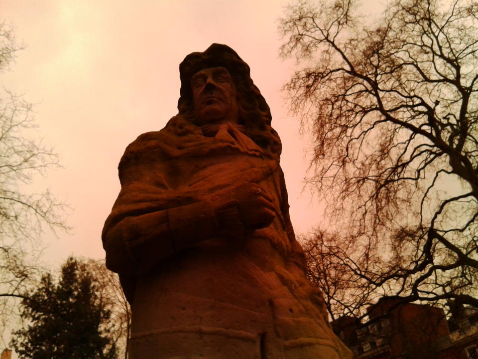 Photo of a statue with a heavy filter