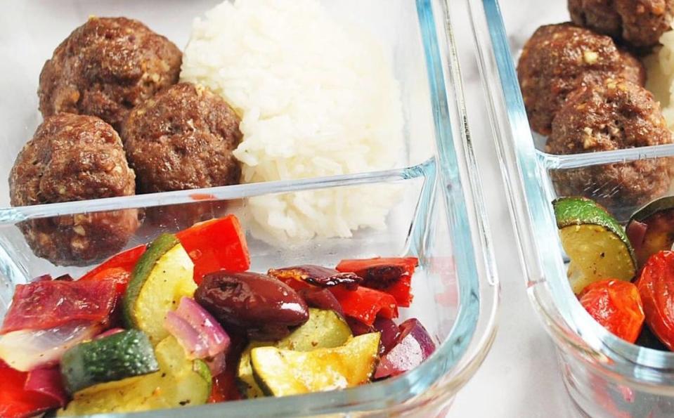 The recipe for Amee Livingston’s Greek Meatballs and Vegetables is on her blog, Amee’s Savory Dish.