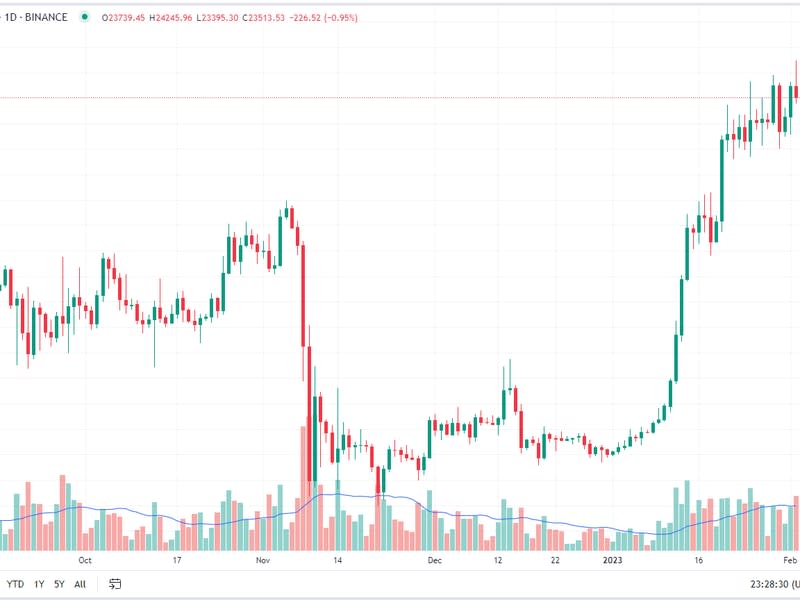 Bitcoin 02/02/23 (TradingView)