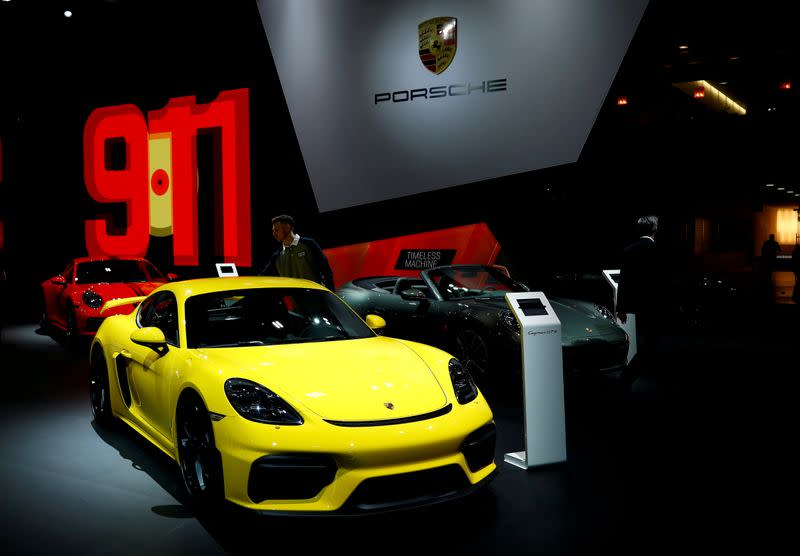 FILE PHOTO: A Porsche Cayman GT4 car is seen at Brussels Motor Show