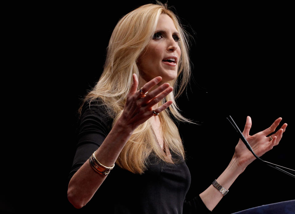 WASHINGTON, DC - FEBRUARY 10: Conservative author and pundit Ann Coulter delivers remarks to the Conservative Political Action Conference (CPAC) at the Marriott Wardman Park February 10, 2012 in Washington, DC. Thousands of conservative activists are attending the annual gathering in the nation's capital. (Photo by Chip Somodevilla/Getty Images)