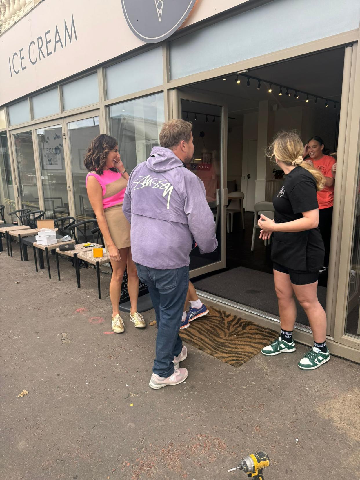 James Corden, who plays Smithy in the series, meets locals 