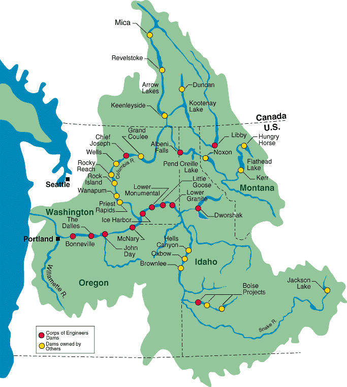 Dams on the Columbia River and its tributaries