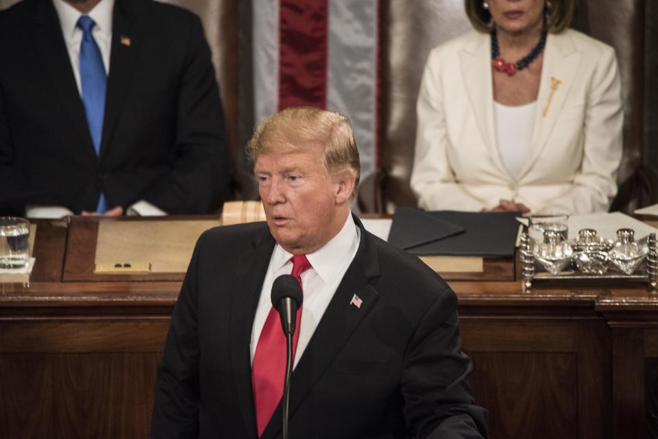 Donald Trump bei seiner Rede zur Lage der Nation in Washington. (Bild: Patsy Lynch/MediaPunch/IPX)