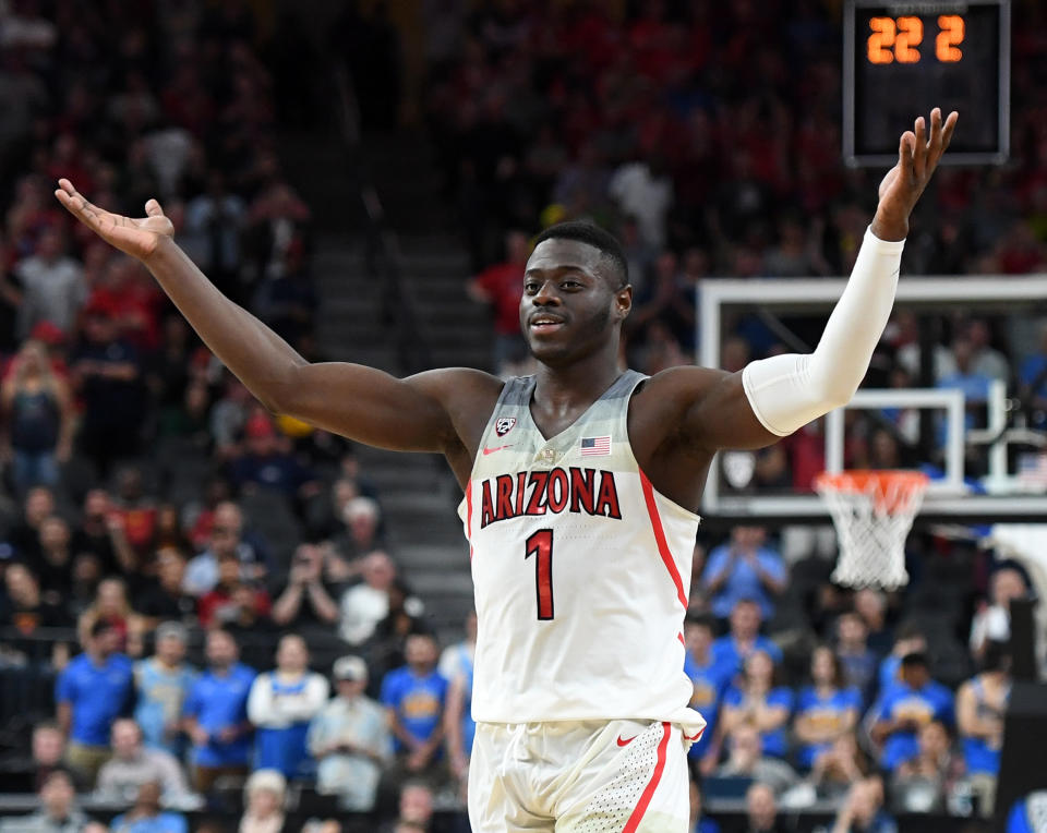 Rawle Alkins threw down a dunk worthy of the top spot on Sports Center’s Top 10 in Arizona’s Pac 12 tournament title game against USC on Saturday. (Getty Images)
