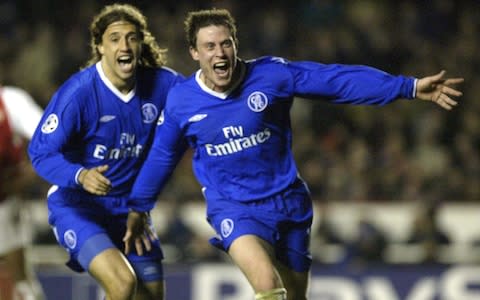 Wayne Bridge celebrates scoring the winner against Arsenal - Credit: pa