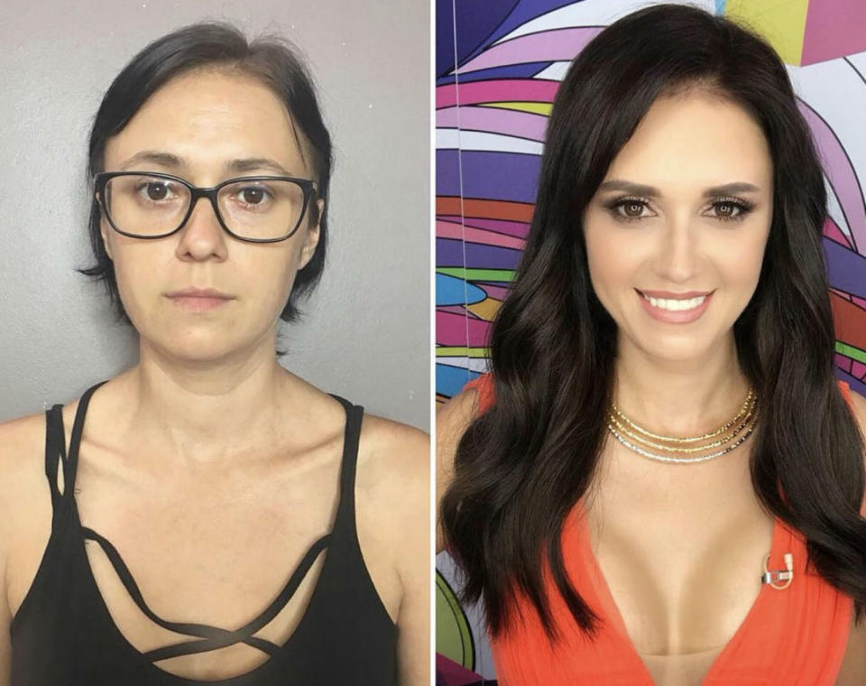 No estás viendo a dos mujeres, sino a la misma antes y después de visitar el Zhuk.Studio. Una transformación que ya ha superado la barrera de los 6.000<em> likes </em>en Instagram. (Foto: Instagram / <a href="https://www.instagram.com/p/BoGjlBSh0qV/" rel="nofollow noopener" target="_blank" data-ylk="slk:@ev.zhuk;elm:context_link;itc:0;sec:content-canvas" class="link ">@ev.zhuk</a>).