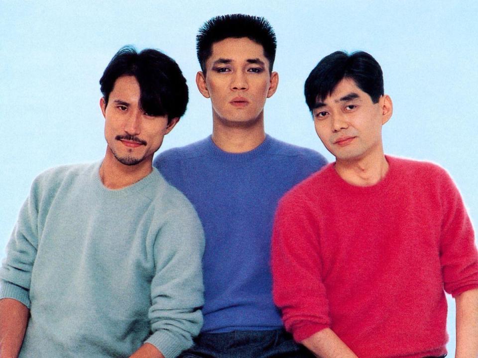 高橋幸宏（左起）、坂本龍一、細野晴臣1978年組成「YMO」出道，在海內外受到歡迎。（翻攝自網路）