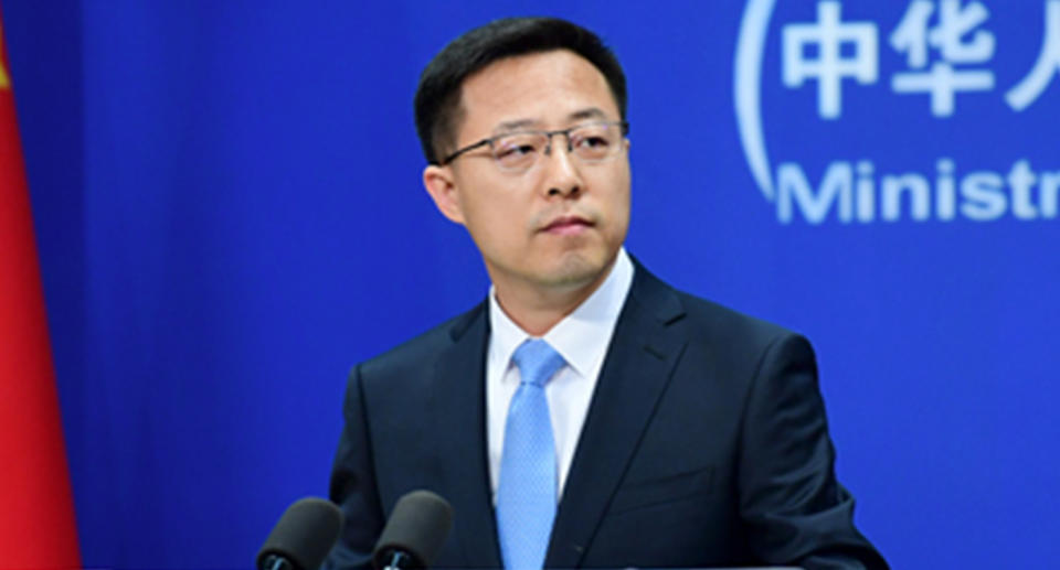 Zhao Lijian hit out at internal and external interference over China and Victoria's Belt and Road Initiative. Source:  Foreign Ministry of PRC