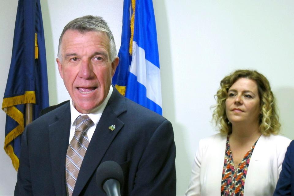 Vermont Gov. Phil Scott speaks at a news conference on Sept. 26, 2019, in Essex Junction, Vermont, where he said he supported an impeachment inquiry into the actions of President Donald Trump.