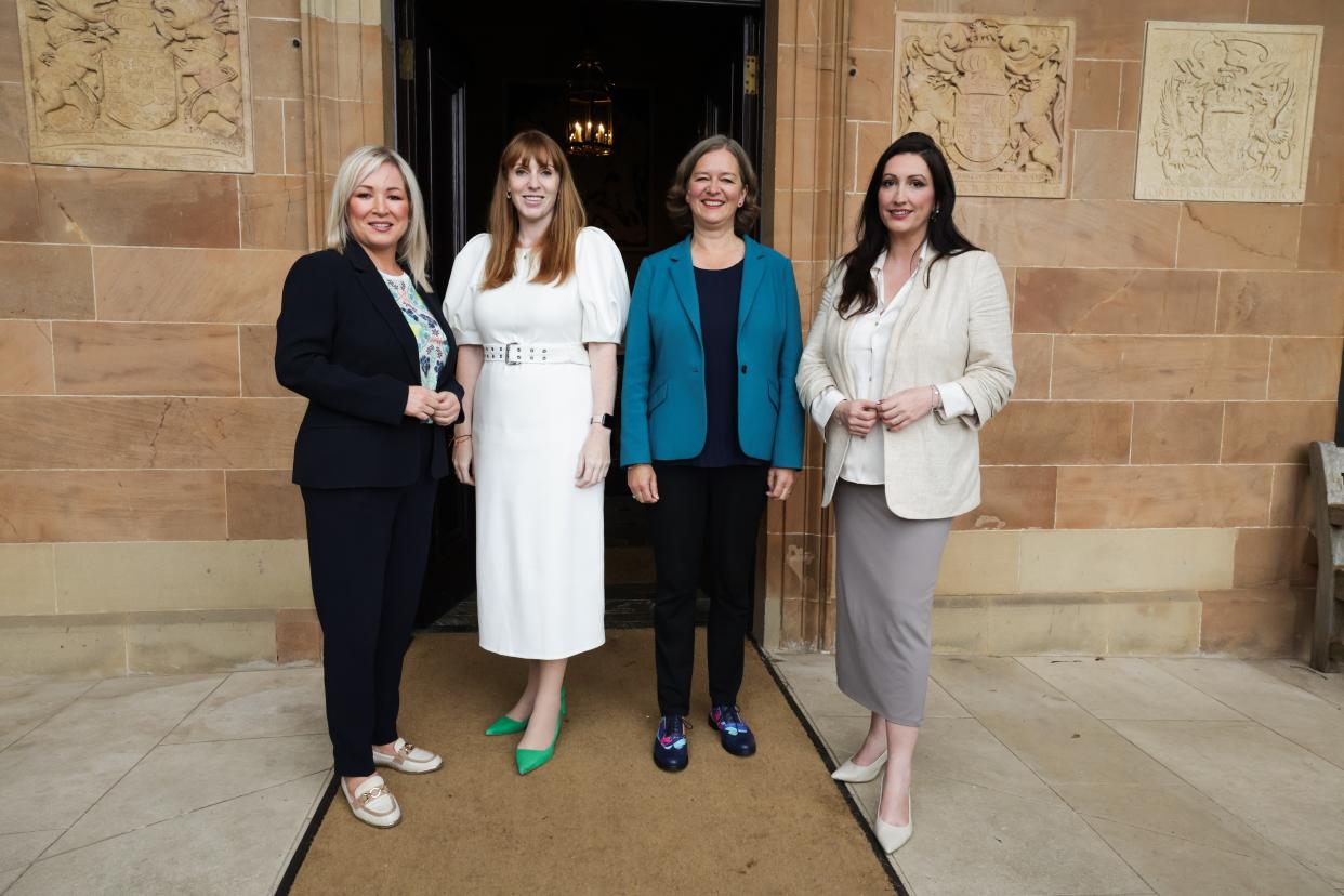 Michelle O'Neill, Angela Rayner, Fleur Anderson and Emma Little-Pengelly at Hillsborough Castle