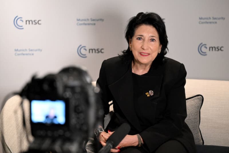 Salome Zurabishvili, President of Georgia, speaks during an interview with the German Press Agency at the 60th Munich Security Conference in the Rosewood Munich Hotel. Felix Hörhager/dpa