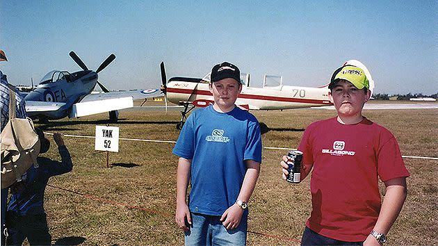 Supplied undated image of Queensland schoolboy Daniel Morcombe (right) wearing the shirt in which he disappeared, with his brother (left), that was presented as evidence in the trial of Brett Peter Cowan.