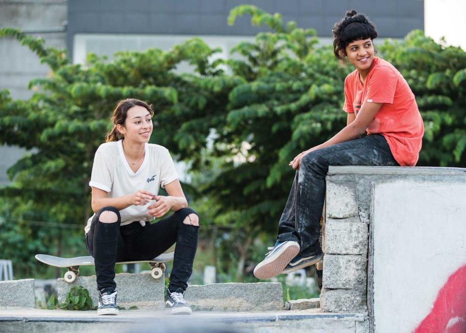 Vans pro skateboarder Lizzie Armanto with Verghese in India. (Photo: Vans)