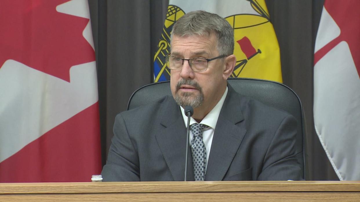 Education Minister Bill Hogan is threatening to dissolve the Anglophone East  district education council unless it stops its legal action against his department. (Ed Hunter/CBC - image credit)