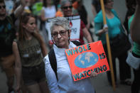 <p>Demonstrators protest President Donald Trump’s decision to exit the Paris climate change accord on June 2, 2017 in Chicago, Ill. (Scott Olson/Getty Images) </p>