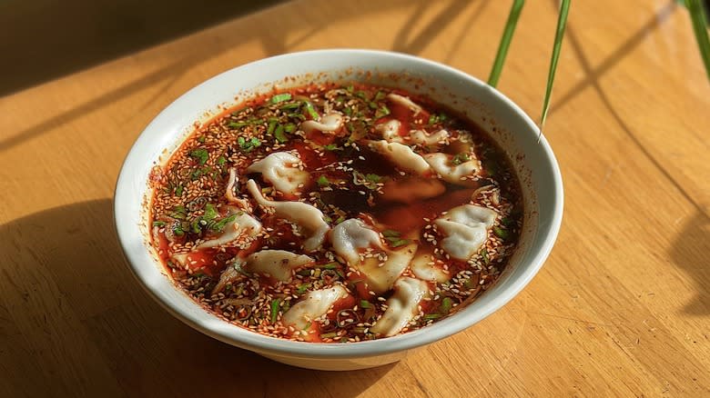 Dumpling soup with broth