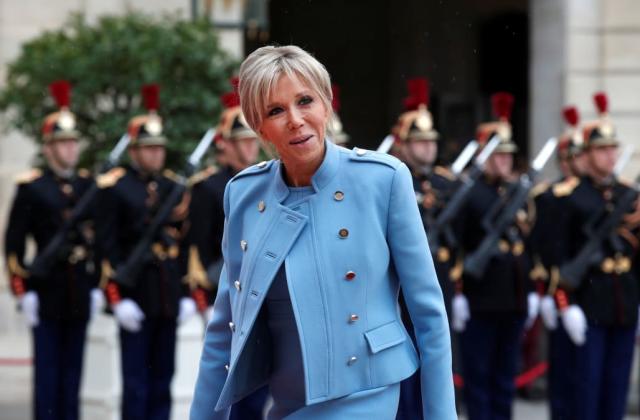 First Lady Brigitte Macron Wears Louis Vuitton in Brussels to Meet Melania  Trump