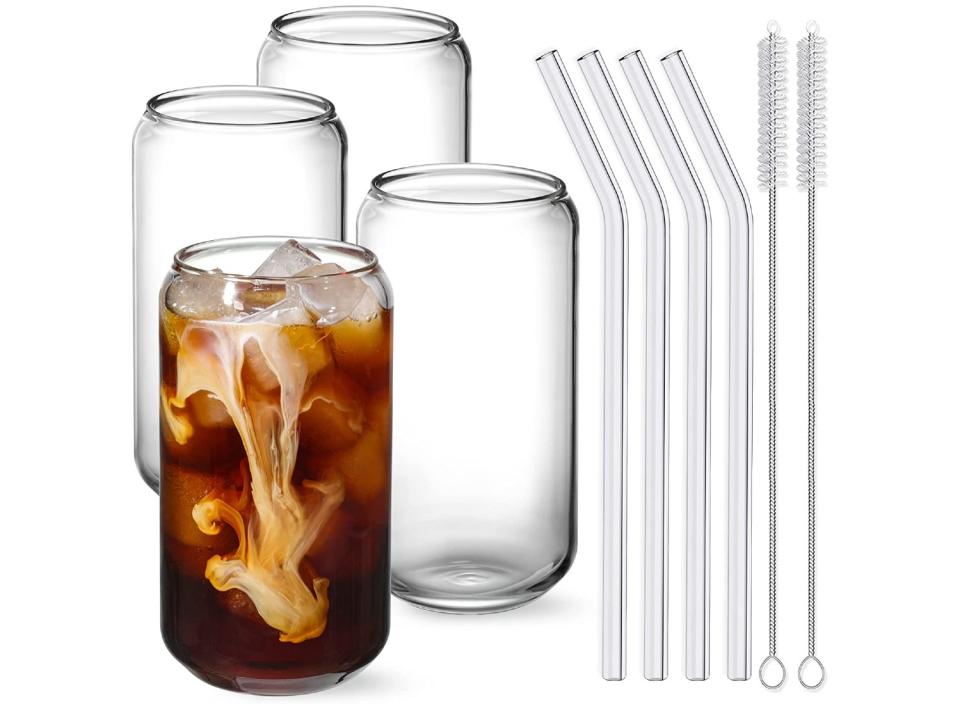 Upgrade your iced coffee experience with some fancier glassware. (Source: Amazon)