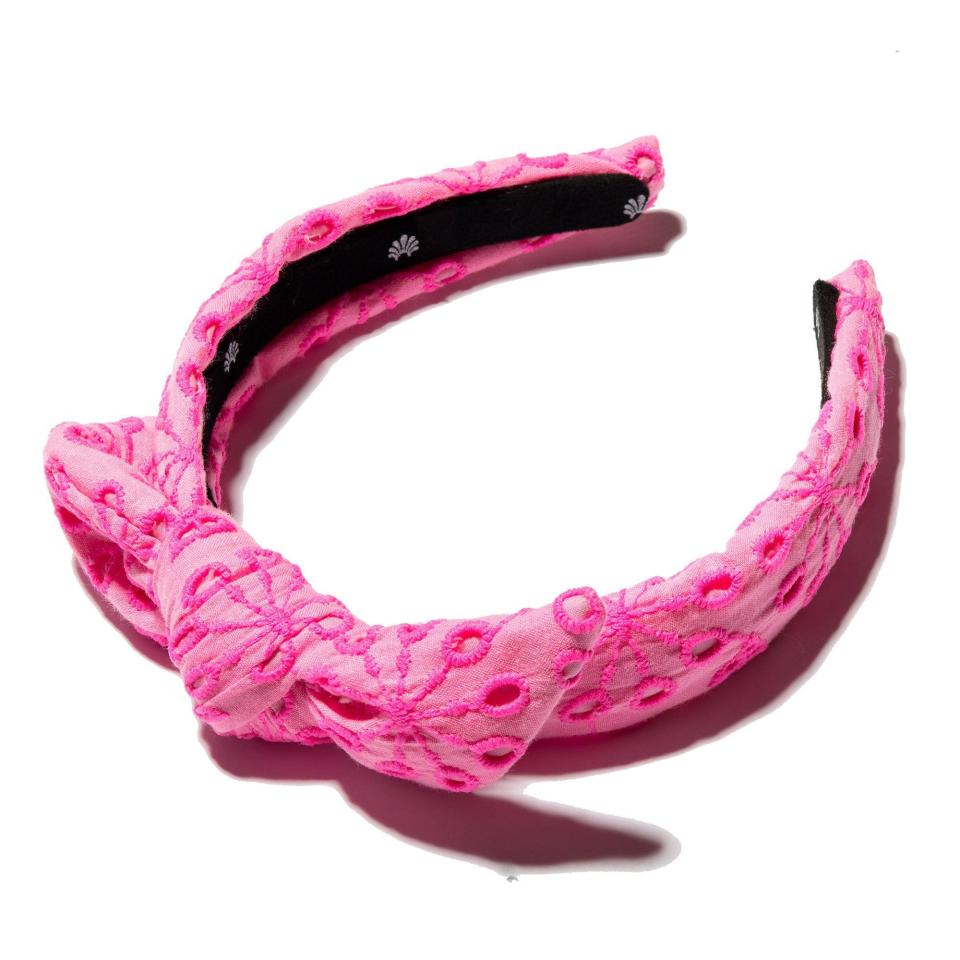 8) Lele Sadoughi x Lilly Pulitzer Neon Sunburst Eyelet Kids Bow Tie Knotted Headband